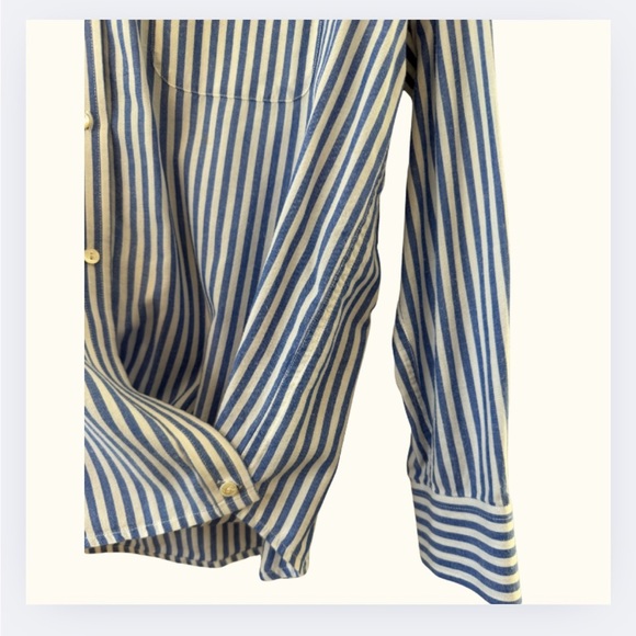 Blue and White Striped Button-Up Shirt - Picture 4 of 6